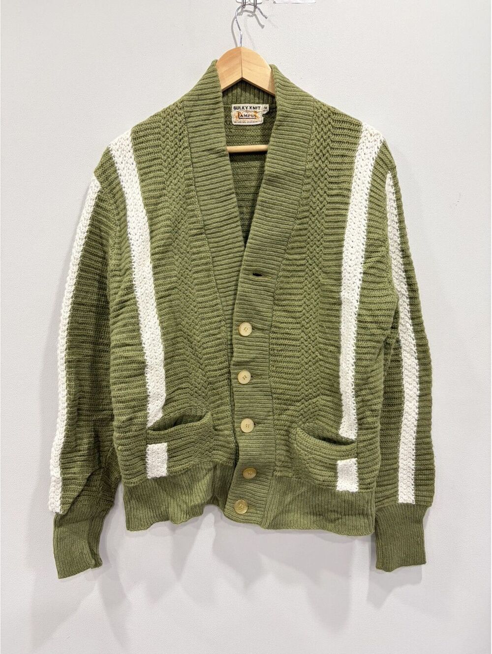 Vintage 60s Campus Bully Knit Sweater cardigan green mohair